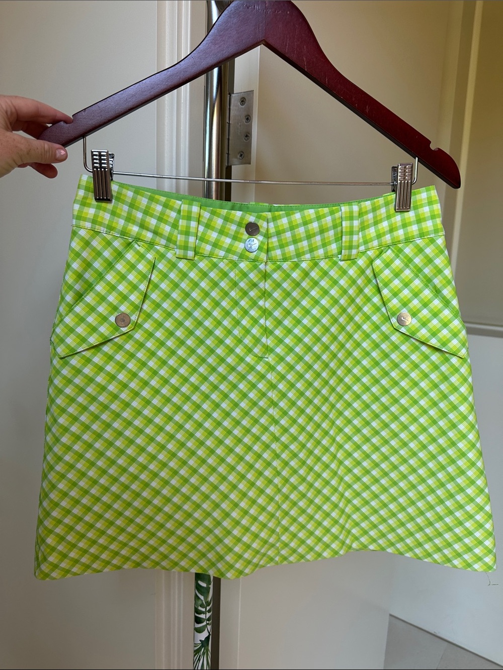 Nike Lime Green Plaid Mini Skirt Size 4